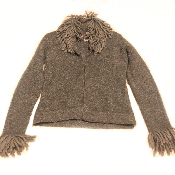 Free People Sweaters - Vintage Y2K Free People Wool Fringe Cardigan Grey